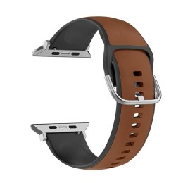 Pasek Beline do Apple Watch 42/44/45/49mm Silico Leather czarno-brązowy