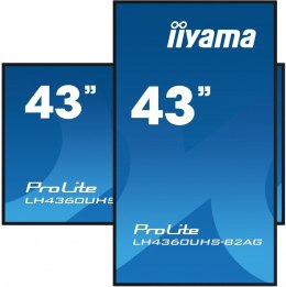 IIYAMA Monitor 43 LH4360UHS-B2A 24/7, 500cd, 4K, VA, Wifi, 6.5ms, 3xHDMI, 2xUSBR, J45, RS-232C