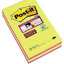 Karteczki Post-it Super Sticky 127x203mm (5845-SSUC) linie neon (4x45)