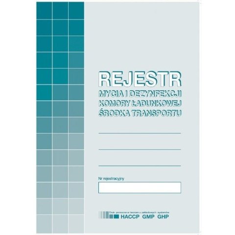 REJESTR MYCIA I DEZYNFEKCJI KOMORY ŁADUNKOWEJ ŚRODKA TRANSPORTU (OFFSET)