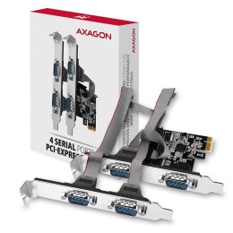 Kontroler PCIe Axagon PCEA-S4N 4x port szeregowy RS232 SP & LP