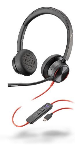 POLY Zestaw słuchawkowy Blackwire 8225 Stereo USB-C z certyfikatem Microsoft Teams + przejściówka USB-C/A