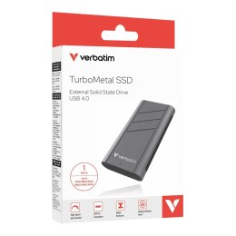 Dysk SSD zewnętrzny Verbatim TurboMetal 1TB USB4 Type-C czarny