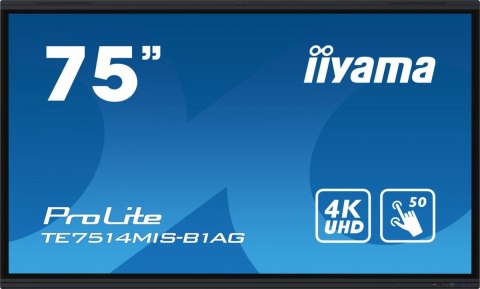 IIYAMA Monitor wielkoformatowy 75 cali TE7514MIS-B1AG INFRARED,50pkt,VA,4K,7H,WiFi,MIC,USB-c