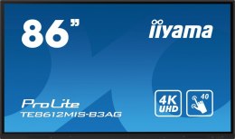 IIYAMA Monitor 85.6 cala ProLite TE8612MIS-B3AG,INFRARED,40pkt,VA,4K, 24/7, 7H, WiFi,VGA, HDMI, USB-c, Bluetooth,metal,8ms, vesa, głośn