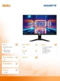 Gigabyte Monitor 28 M28U GAMING IPS/1ms/1MLN:1/UHD/HDMI/