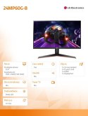 LG Electronics Monitor 24MP60G-B 23.8 cala IPS Full HD AMD FreeSync 1ms MBR