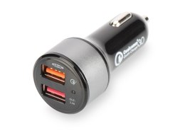 EDNET Ładowarka samochodowa Qualcomm Quick Charge 3.0, 2xUSB (3A/2.4A), czarno-srebrna