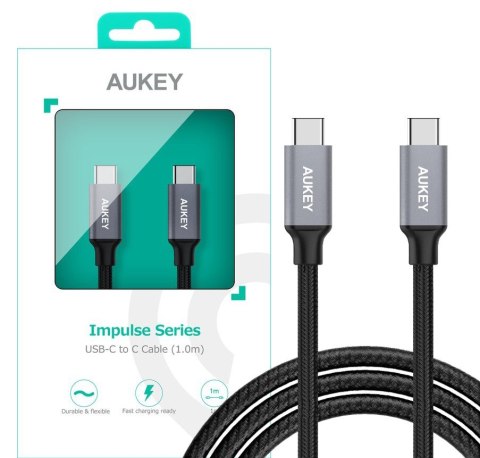 AUKEY CB-CD5 nylonowy kabel USB C - USB C | 1m | 5 Gbps | 5A | 60W PD | 20V