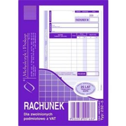 RACHUNEK DLA ZWOLNIONYCH Z VAT A6 (O+1K)