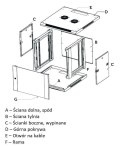 Extralink Szafka wisząca rack 9U 600x600 szara szklane drzwi