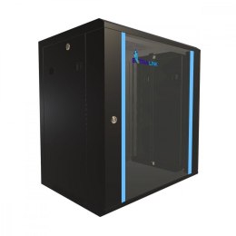 Extralink Szafka wisząca rack 12U 600x450 czarna szklane drzwi