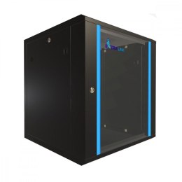 Extralink Szafka wisząca rack 12U 600x600 czarna szklane drzwi