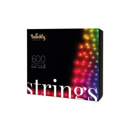 TWINKLY Inteligentne lampki choinkowe Strings 600 RGB LED, łańcuch, przezroczysty przewód, 48 m, IP44