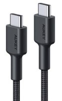 AUKEY CB-CC03 OEM nylonowy kabel Quick Charge USB C - USB C | 0.3m | 5Gbps | 60W PD | 20V