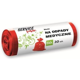 WORKI NA ODPADY MEDYCZNE 60L LDPE CZERWONE (20)