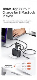 USAMS Ładowarka sieciowa GaN 100W PD 3xUSB-C/ USB T50