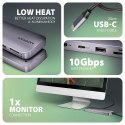 AXAGON HMC-6GM2 Wieloportovy hub USB 6in1, 10Gbps, USB-A, USB-C, HDMI 4K/60Hz, M.2 NVMe/SATA, SD/microSD, PD 100W, 20cm USB-C kabel