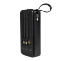 WEKOME Powerbank 20000 mAh z wbudowanym kablem USB-C / Lightning / Micro USB + USB-A Czarny