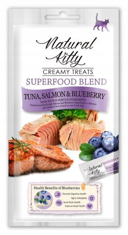 Natural Kitty Sos Superfood TUŃCZYK ŁOSOŚ BORÓWKA 4x12g