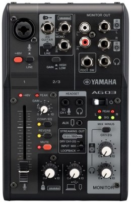 Yamaha AG03 MK2 czarny - 3-kanałowy mikser do streamingu na żywo z interfejsem audio USB